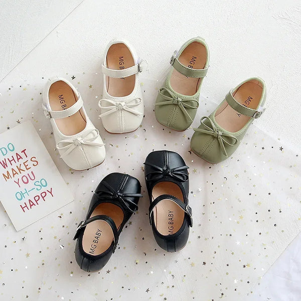 Girls Mary Jane Shoes – Butterfly Bow PU Leather Flats | EU 21–30 - photo 1