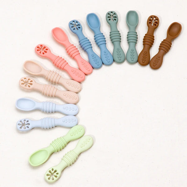 Silicone Baby Training Spoon & Fork Set — Self-Feeding Utensils | 6M+ - photo 1