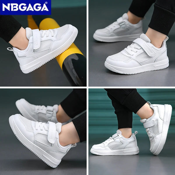 Kids Casual Sport Sneakers — Black Leather Non-Slip | 7–13Y - photo 5