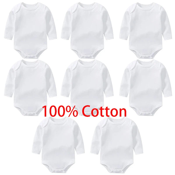 Baby 100% cotton white bodysuit multipack long sleeve