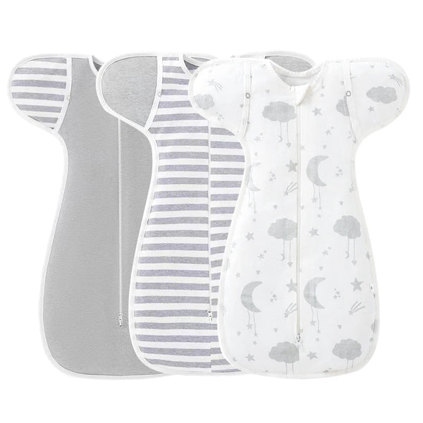 Cotton newborn swaddle sleepsack with snug swaddle-style fit