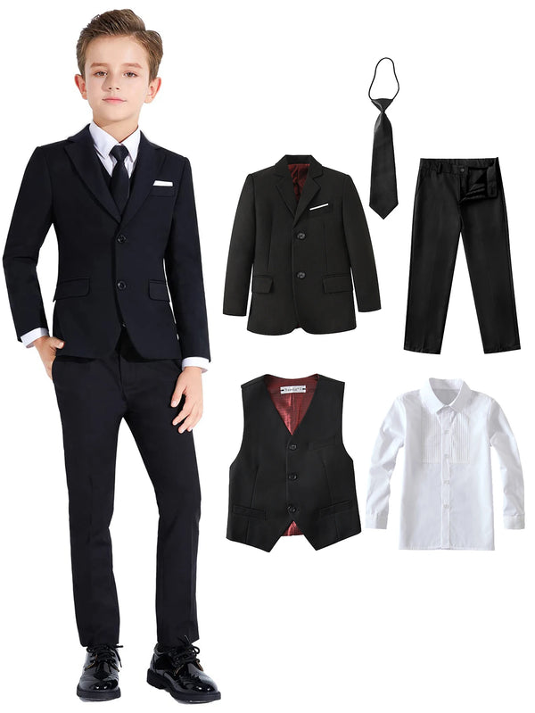 Boys 5-Piece Formal Suit Set — Slim Fit Dresswear Ceremony Wedding - photo 1