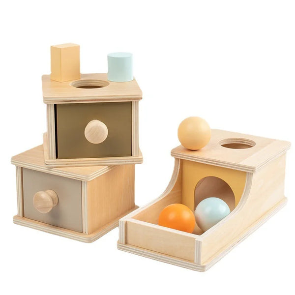 Montessori Wooden Activity Box — Coin, Ball & Drawer | 1-4Y - photo 1