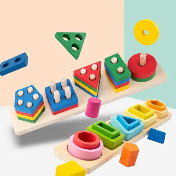 Montessori wooden sorter stacker toy for toddlers - photo 1