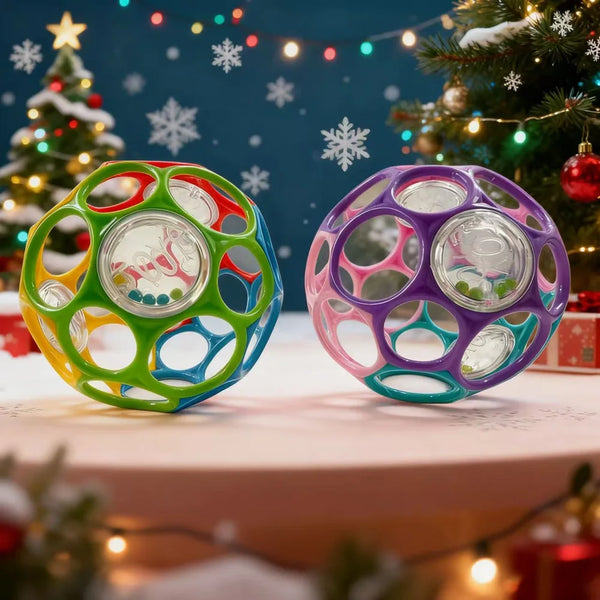 Soft baby grasping ball with bell sensory rattle toy