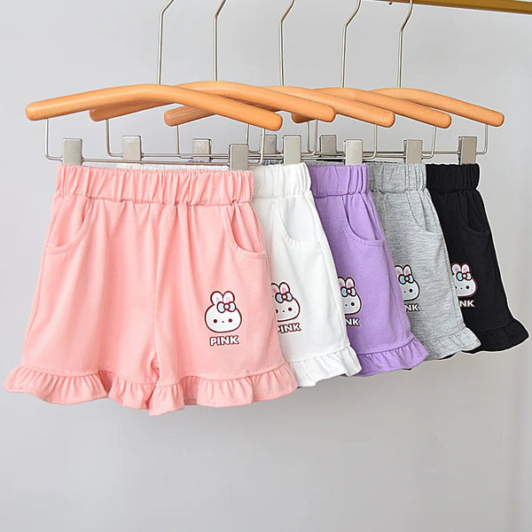 Girls Cotton Print Frill Shorts Cute Bow Ruffle - photo 1