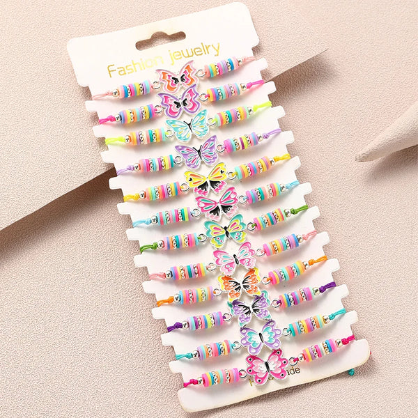 Girls' Friendship Bracelets 12-pc — Butterfly Cord Adjustable | 5–10Y - photo 1