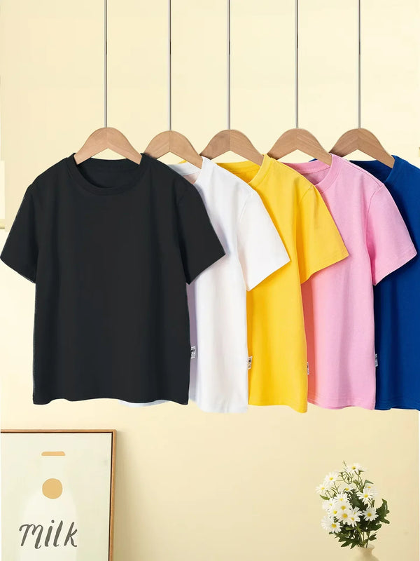 Kids Cotton Solid-Color Crew T-Shirt 3-12Y - photo 1