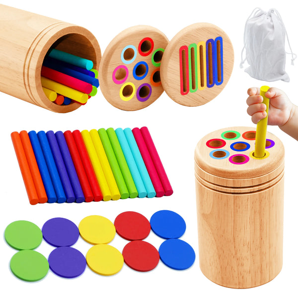 Wooden color sorting fine motor toy for kids - photo 1