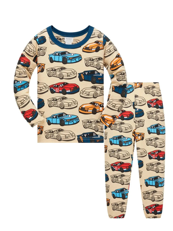 Boys' 100% Cotton Pyjama Set – Car Print Long-Sleeve Sleepwear | 1–8Y - photo 1
