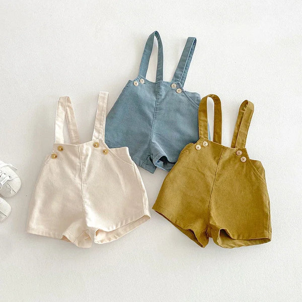 Baby Corduroy Overalls — Vintage Elastic-Waist Shorts | 0–7Y