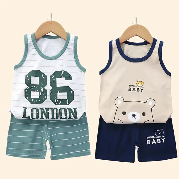 Kids summer vest and shorts cotton 2-piece set