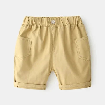 Boys Cotton Casual Shorts 2-12Y - khaki colour
