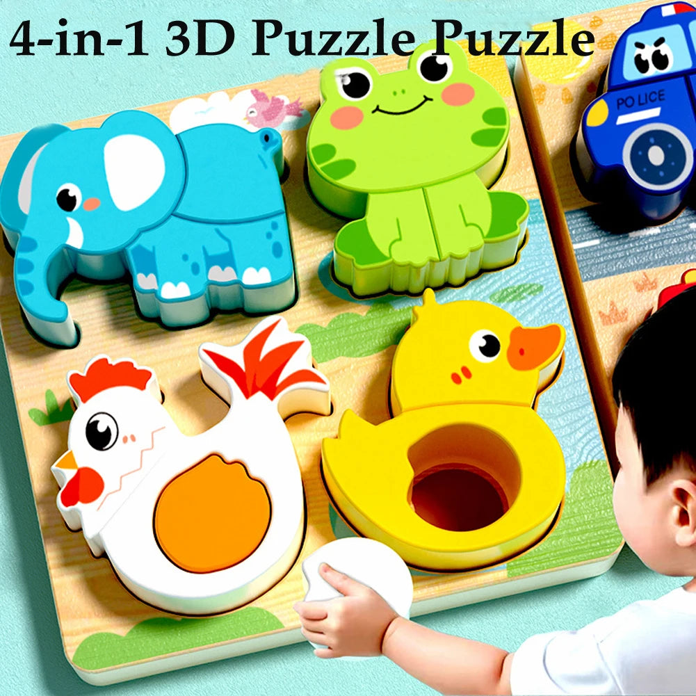4-in-1 wooden animal puzzle set – photo 4