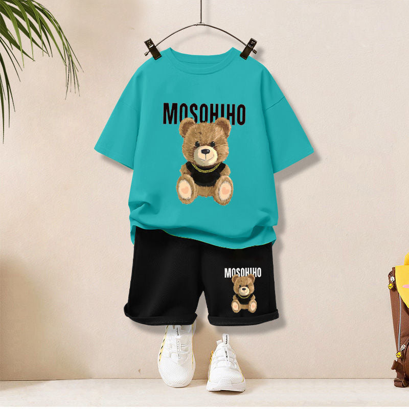 Kids Cotton T-Shirt & Shorts Set – Fun Animal & Bear Prints | 16 Designs | 3–8Y - photo 20