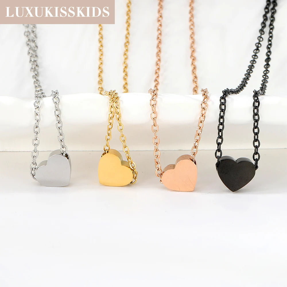 Girls Heart Pendant Necklace - Stainless Steel Mini Charm 5-10Y - photo 1