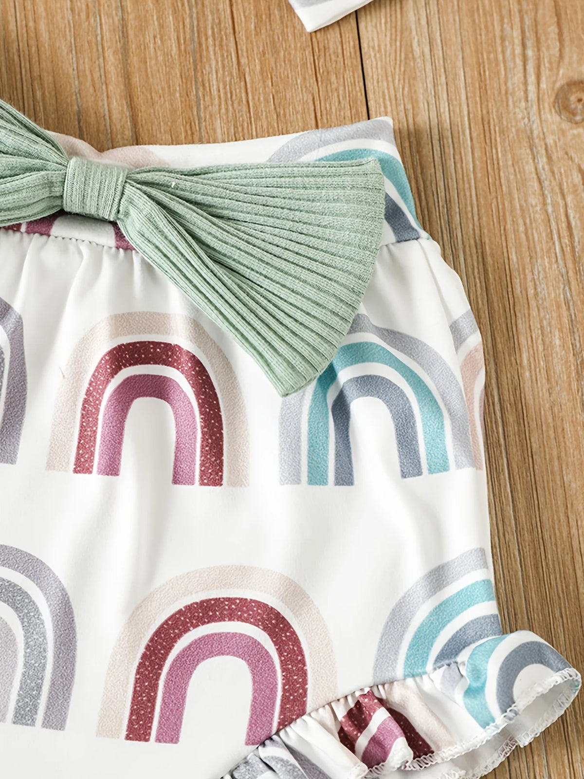 Rainbow bloomer shorts with matching bow headband