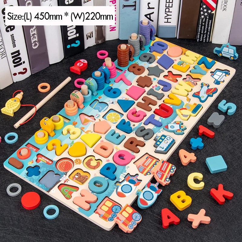 Wooden math numbers counting puzzle board - photo 7