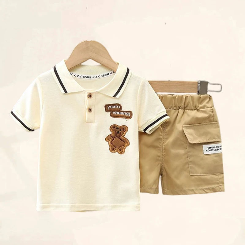 Baby Boy Summer Set – Cotton T-Shirt & Shorts with Cartoon Print