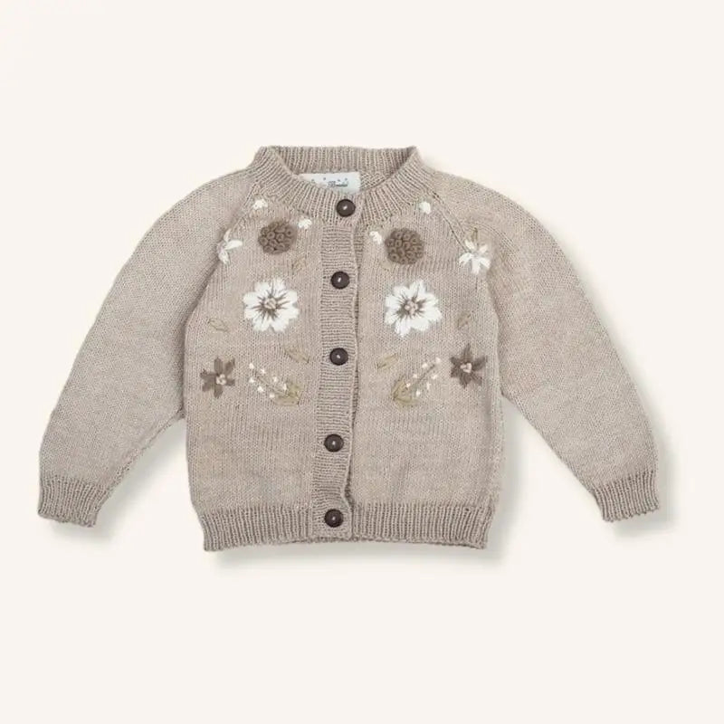 Embroidered Cotton Cardigan Toddler 12M-6Y — Soft Knit Floral Top - photo 6