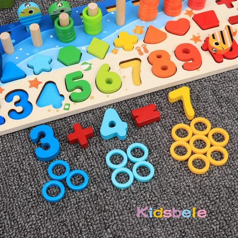 Wooden math numbers counting puzzle board - photo 4