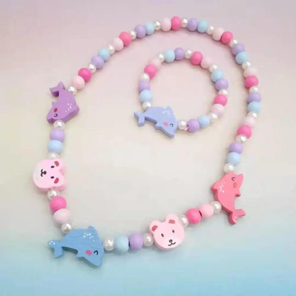 Kids Cartoon Animal Necklace Bracelet Set 25 Styles 5-10Y - photo 9