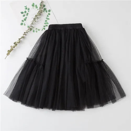 Girls Cotton Lace Tutu Skirt 4-12Y — Pleated Black Pink Gray Pettiskirt - photo 6