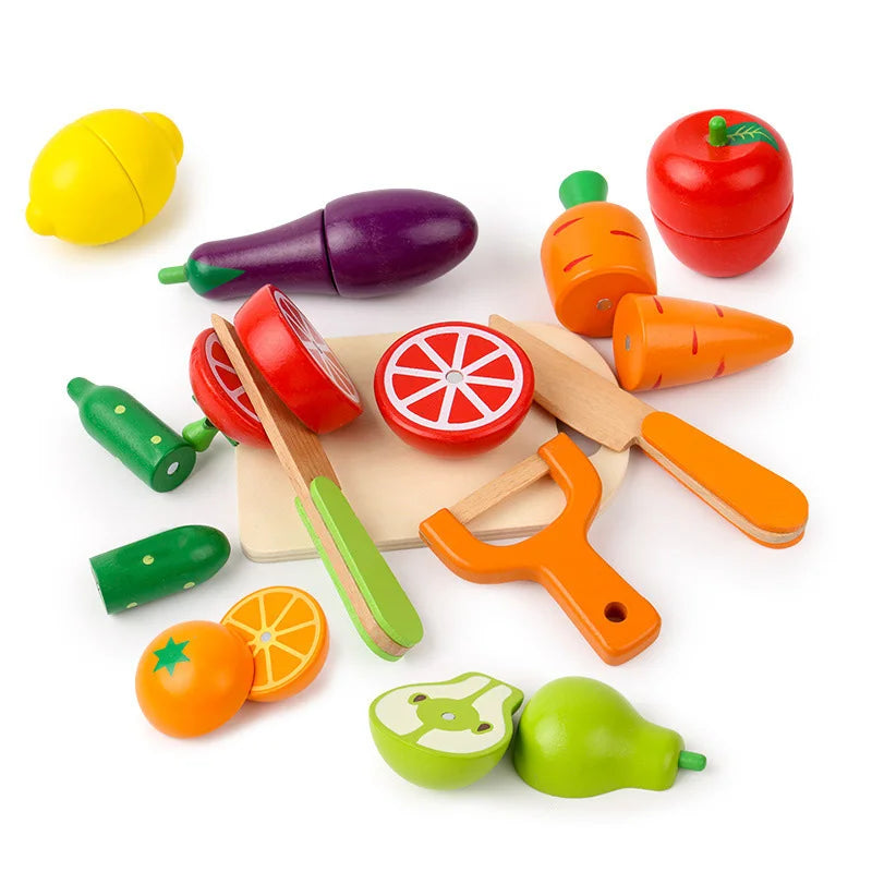 Wooden cutting fruits and vegetables play set - photo 1