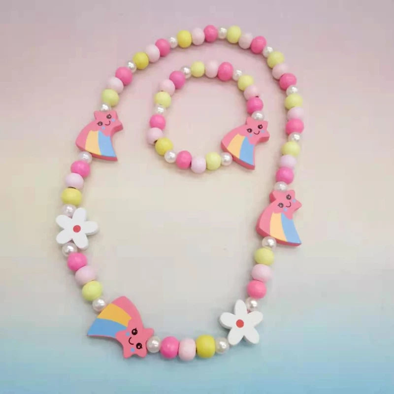Wooden Unicorn Necklace Bracelet - Cartoon Animal Charms Kids - photo 17