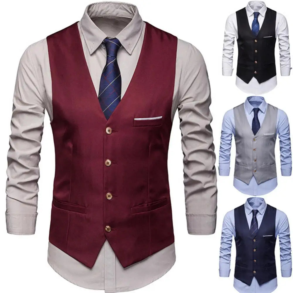 Kids Formal Vest Waistcoat — Single-Breasted Solid Color Boys 4-14Y - photo 4