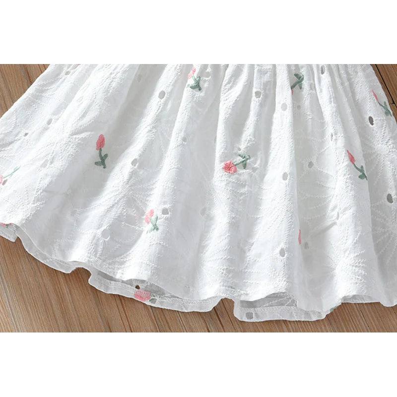Full twirly skirt of embroidered floral dress