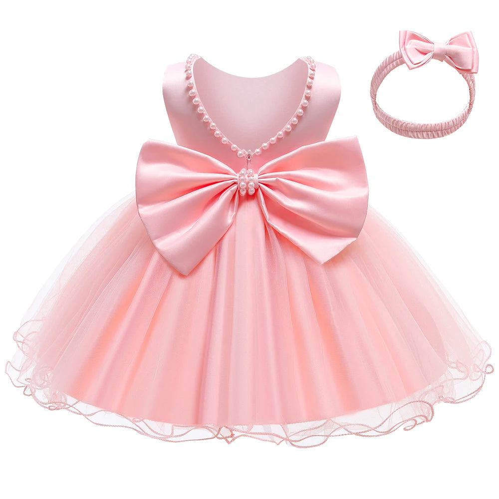 Baby Christening Princess Dress — Pearl Bodice & Tulle | 3M–2T - photo 12