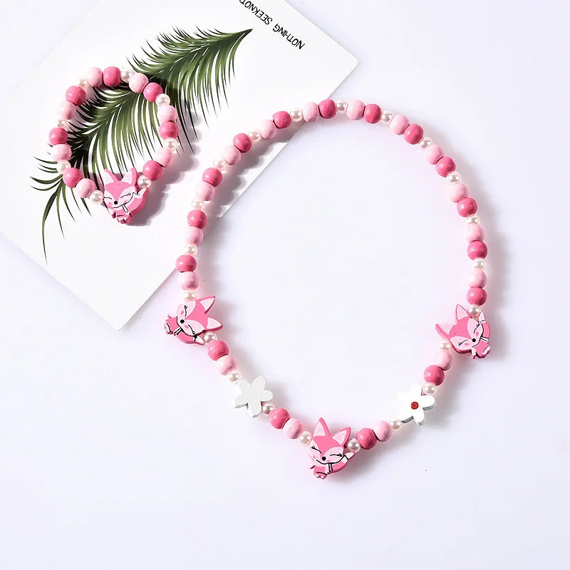 Kids Cartoon Animal Necklace Bracelet Set 25 Styles 5-10Y - photo 5