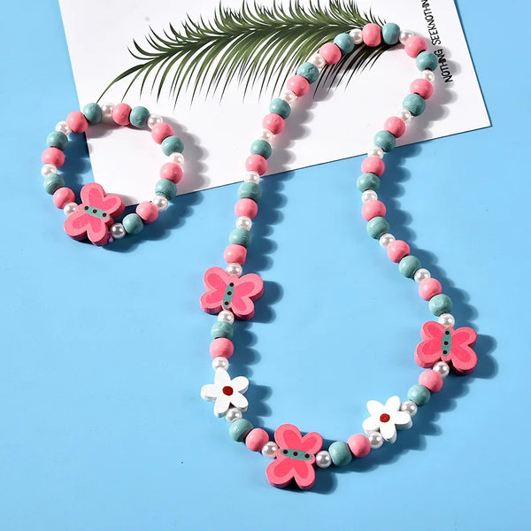 Kids Cartoon Animal Necklace Bracelet Set 25 Styles 5-10Y - photo 1