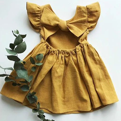 Baby Girls Cotton Linen Flying Sleeve Dress - photo 10