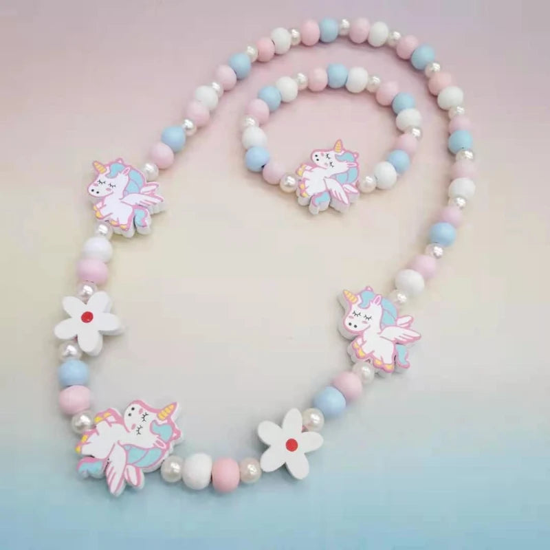 Wooden Unicorn Necklace Bracelet - Cartoon Animal Charms Kids - photo 26