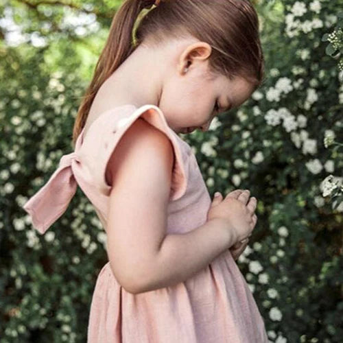 Baby Girls Cotton Linen Flying Sleeve Dress - photo 8