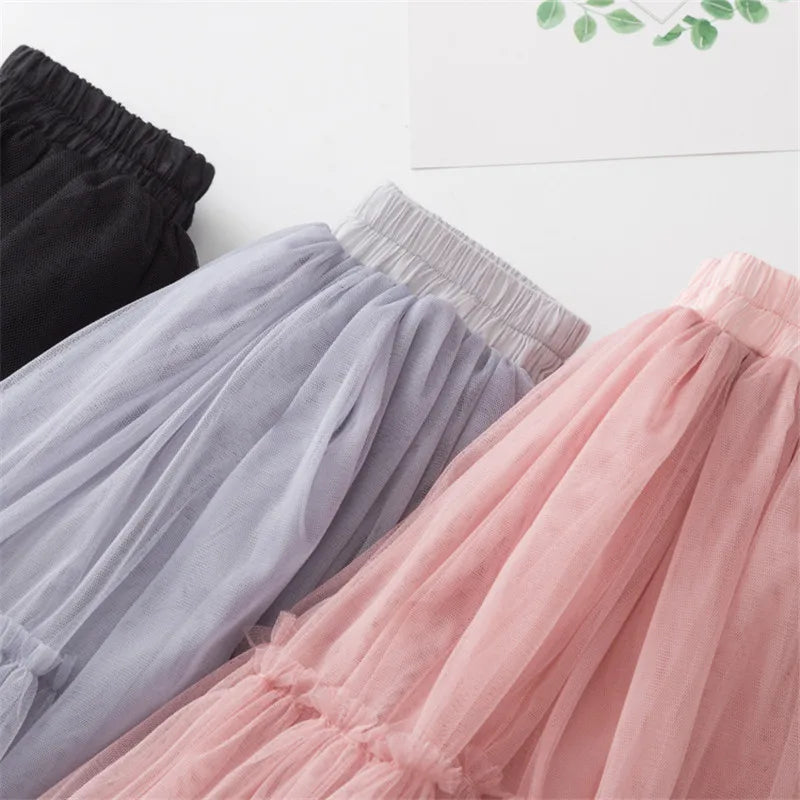 Girls Cotton Lace Tutu Skirt 4-12Y — Pleated Black Pink Gray Pettiskirt - photo 5