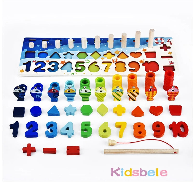 Wooden math numbers counting puzzle board - photo 3