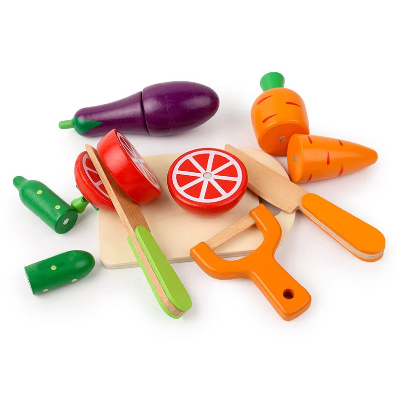 Wooden cutting fruits and vegetables play set - photo 8