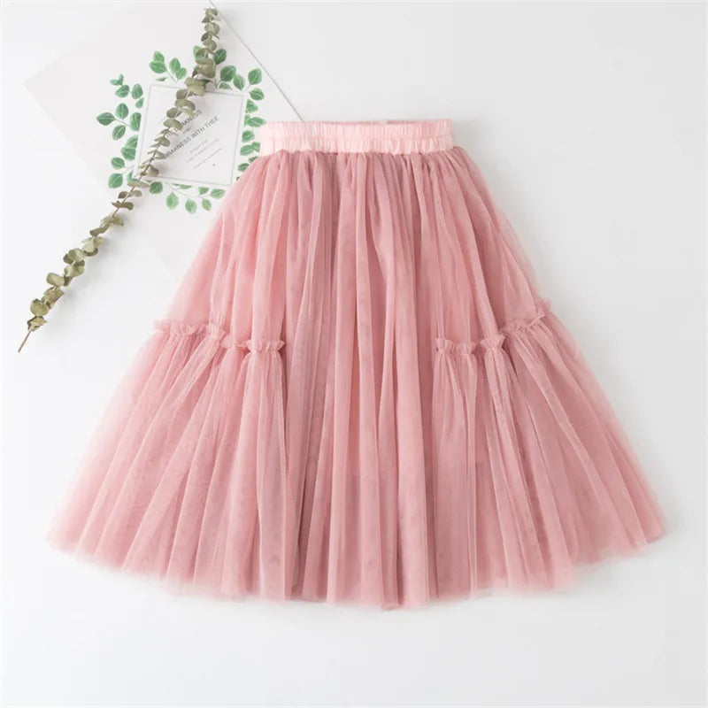 Girls Cotton Lace Tutu Skirt 4-12Y — Pleated Black Pink Gray Pettiskirt - photo 2