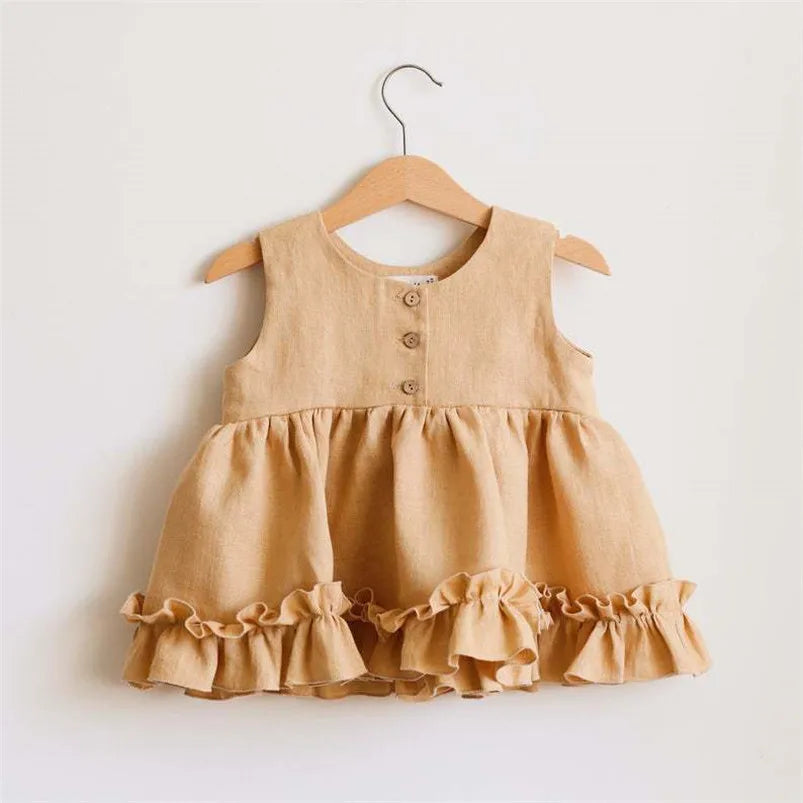 Baby Girl Linen Ruffle Top and Bloomer Shorts Set