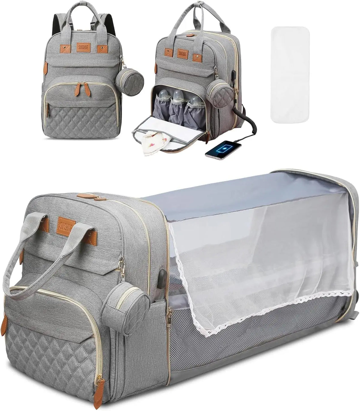 3-in-1 Diaper Bag Backpack - Foldable Travel Bag with Changing Bed - photo 15