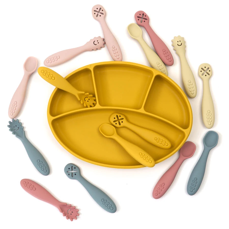 Baby learning spoons 3-pack soft silicone weaning utensils set