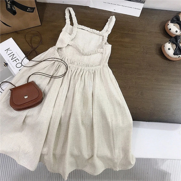 Girls Linen Halter Vest Dress | Candy Colors - photo 1
