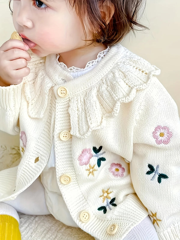 Baby Girl Knit Cardigan – Soft Buttoned Sweater Layering Top - photo 1