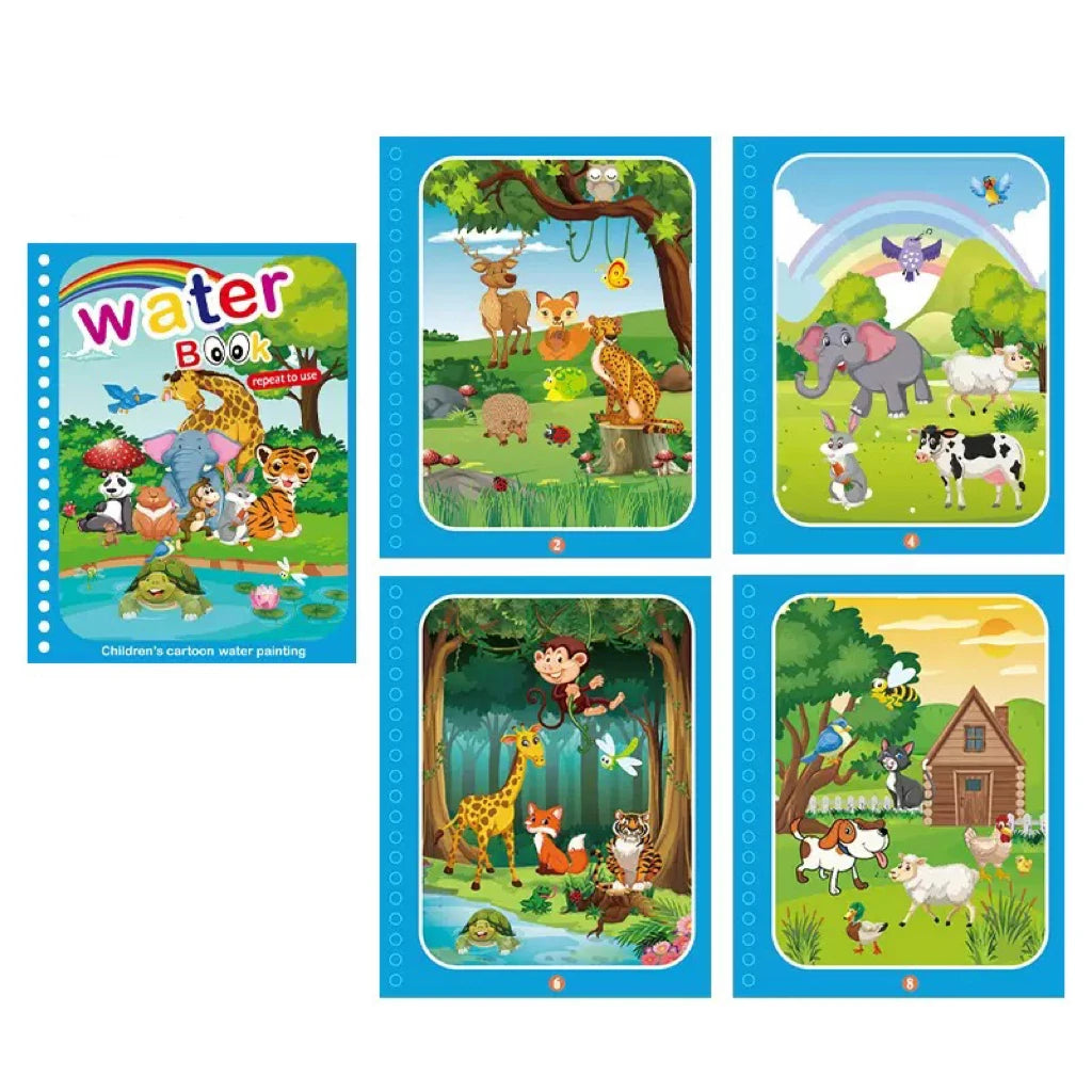 Animals theme water drawing book pages