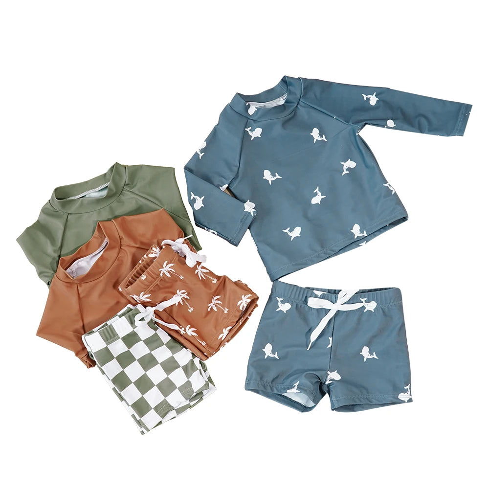 Baby long sleeve swimsuit rash guard bodysuit for pool and swim lessons