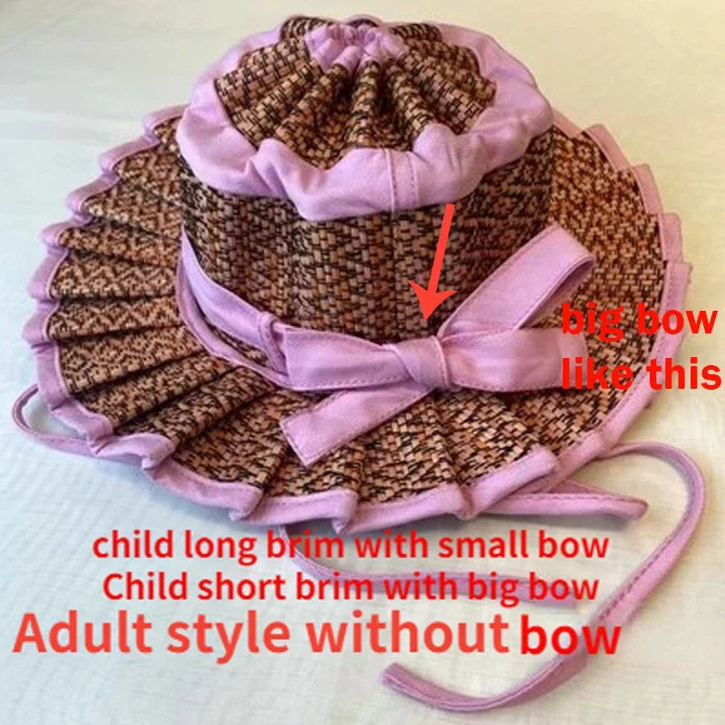 Panama Straw Sun Hat - Foldable Hand-Woven with Plaid Bow - Kids & Adults - photo 27
