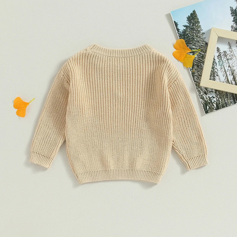 Baby Girl Knit Flower Sweater — Soft Pullover Knitwear | 0–7Y
